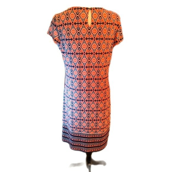 Market & Spruce (Stitch Fix) NWT coral orange and navy blue dress, lined M - Picture 3 of 8